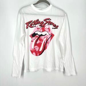 Daydreamer Rolling Stones Band Lick Crew Long Sleeve White XS NWOT